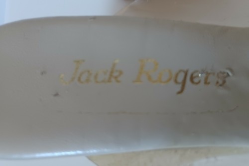 VTG 1960's "Jack Roger's Clear Lucite & Beige Slide/Mule Wedge Sandals - Picture 10 of 12