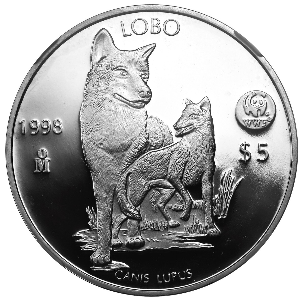 MEXICO 5 Pesos 1998 Silver 1oz. NGC PF66 UC WWF Mexican Wolf 'Lobo