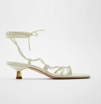 zara white strappy heels