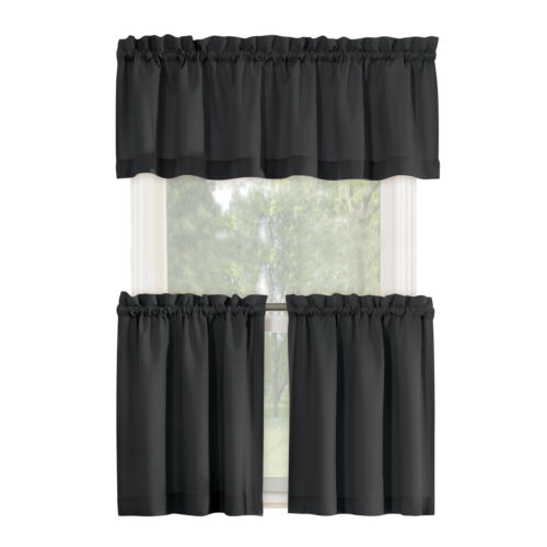 Martine Rod Pocket Caf� Curtain Set - Includes Valance & Two Tiers