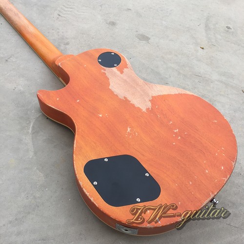 Vintage Relic Les Paul Electric Guitar Flame Maple Top Mahogany Cherry Sunburst - Picture 15 of 19