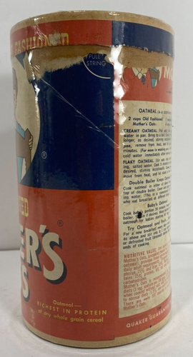 RARE Vintage Old Store Old Fashioned MOTHER'S OATS CARDBOARD CONTAINER - Picture 2 of 6