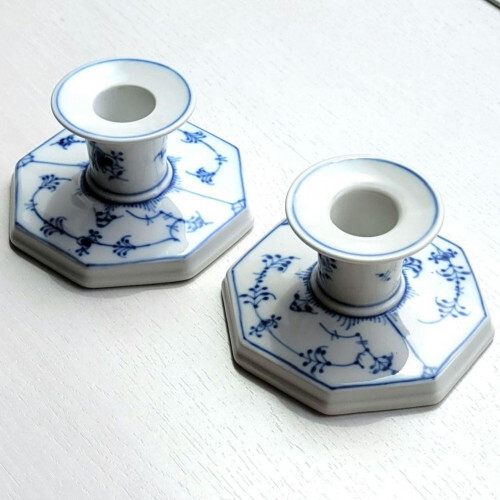Royal Copenhagen] Blue Fluted Plain Candle Stand Pair | eBay