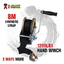 I-Max 1200LBS/544KGS 2-Ways Synthetic Strap Hand winch Manual Car Boat Trailer 