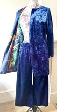 Royal Blue velvet trouser suit Reversible kimono wide leg cropped trousers £220