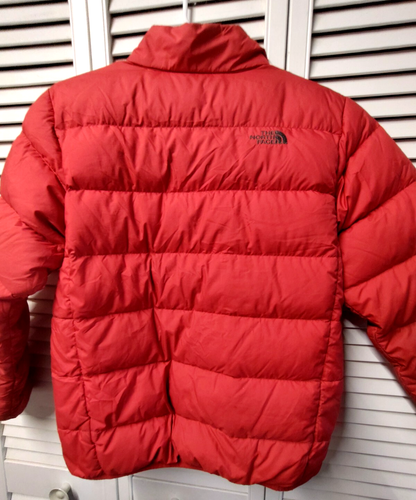 The North Face SZ L 14-16 Boys Red Blue Zip-Up Down Puffer Jacket Pls Read Flaw - Picture 10 of 11