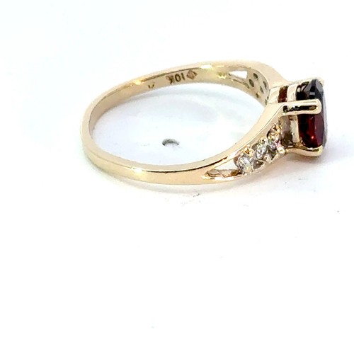 Anillo Piedra Roja Dama Oro Amarillo 10K 1.9g Tamaño:5.75 (MI1066708) - Imagen 14 de 15