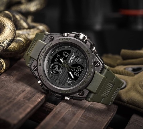 Multi-Function Analog-Digital Men's Watch - Waterproof Military Style Big Face - Picture 6 of 8