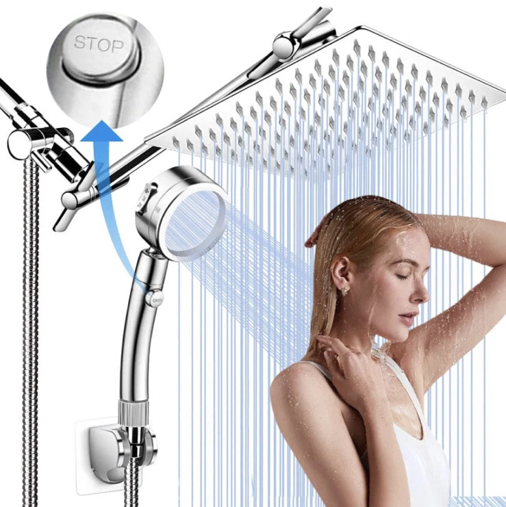 12 Inch Shower Head with Extension Arm Rain Shower head with Handheld Spray 💦