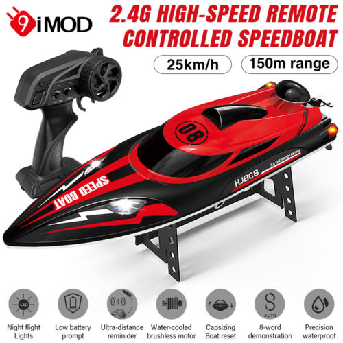 HJ808 RC Barco 2.4G Alta Velocidad Control Remoto Barco de Carreras LED 370 Motor Cepillado - Imagen 3 de 25