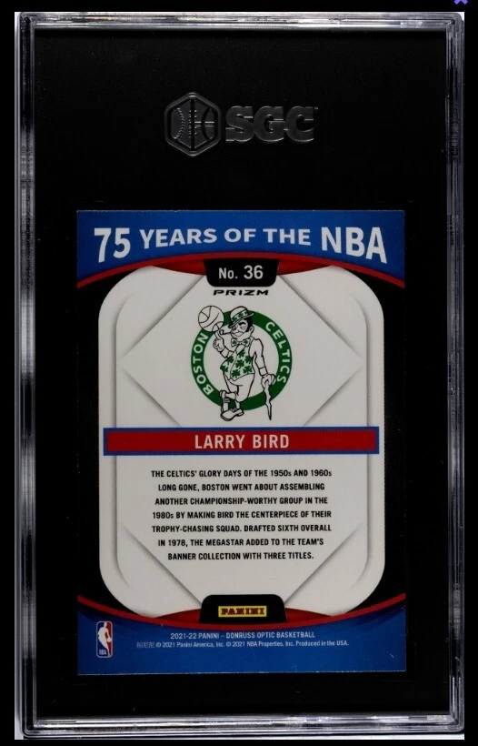 2021-22 Donruss Optic #36 Larry Bird 75 Years of the NBA SGC 9.5 - Image 2 of 2