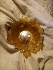 INDIANA GLASS Nappy Lily Pons Amber Carnival Glass Bowl Deep Nappy Vintage