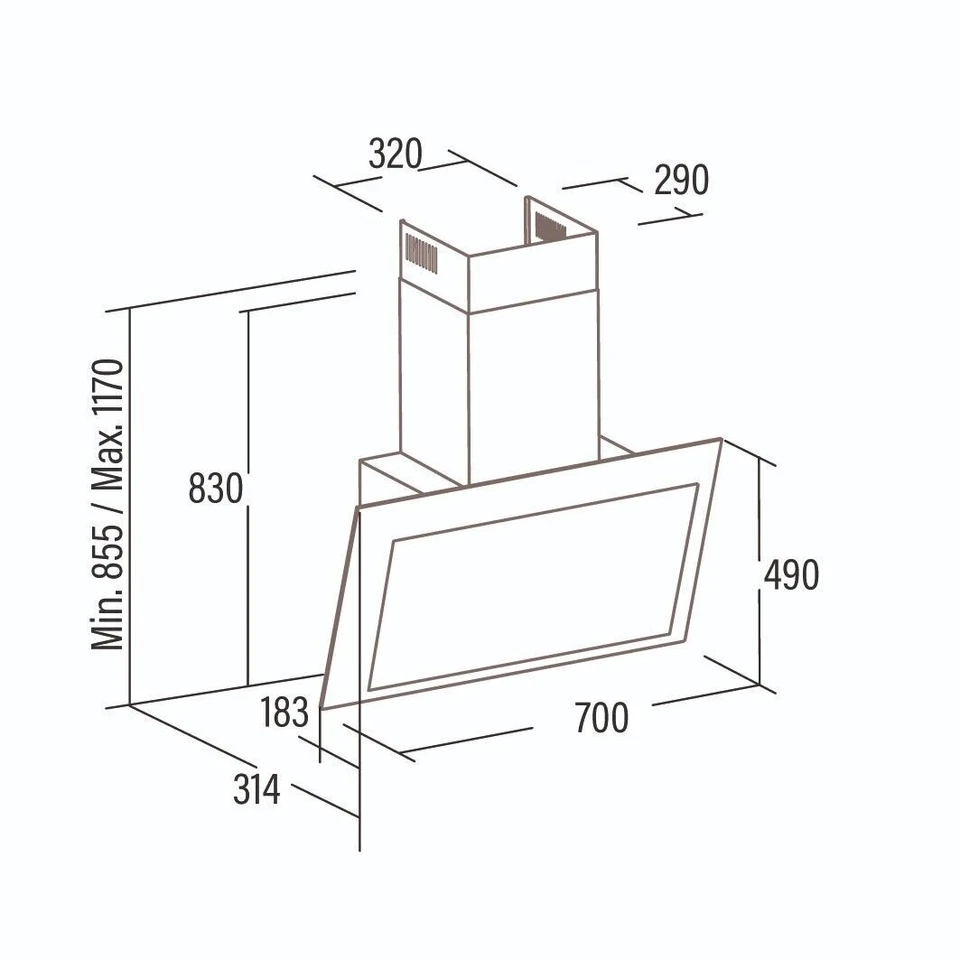 Dunstabzugshaube 70 cm Kopffreihaube cata Thalassa 700 XGWH 1400m³/h A+++  Weiß - Bild 3 von 3