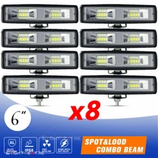 8X 6"Inch LED Work Lights 48W Driving Strip Flood Beam light Bar SUV ATV Offroad