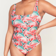 Old Navy Flamingo Fun Square-Neck French-Cut One-Piece Swimsuit Size XXL
