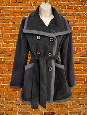 Womens Kenneth Cole Size Us 4 Uk 8 Black Wool Rich Coat Jacket Double Breasted