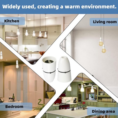 2 Pcs B22 Bulb Bayonet Pendant Lamp Holder Ceiling Pendant Light Fitting White - Picture 2 of 7