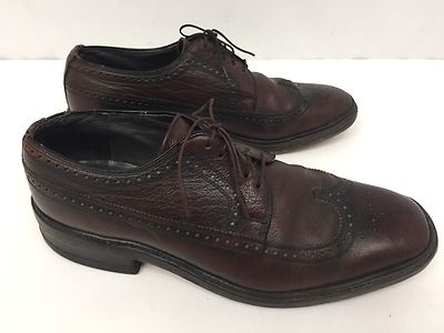 Vintage Mens Freeman FreeFlex Brown Leather Wingtip Oxford Dress Shoes 9.5E EUC