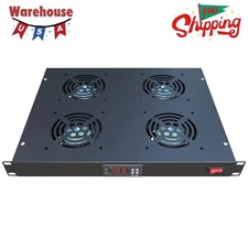 Rack Mount Fan - 4 Fans Server Cooling System - 1U 19" Rackmount Cabinet Panel