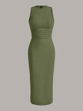 EZwear Solid Color Ribbed Knitted Bodycon Dress  Summer Dresses for Women