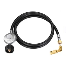 6FT Propane Regulator Hose with 90 Degree Elbow Adapter 3/8'' Connect Fitting