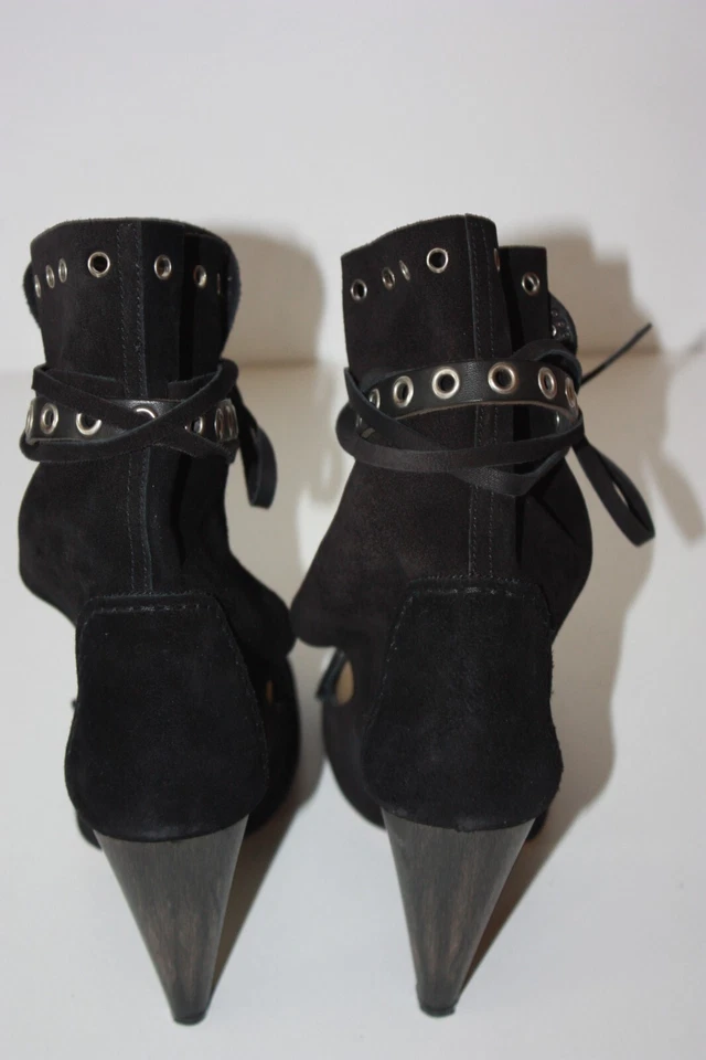 ISABEL MARANT Escarpins Montants Daim Clouté Argenté Talons Coniques T 40 TTBE - Photo 4/4