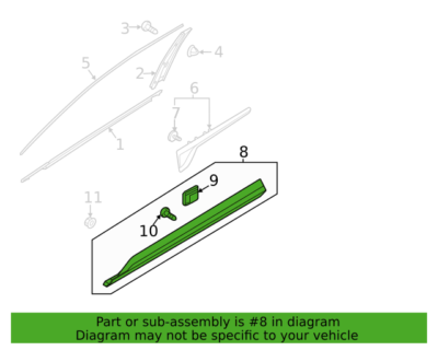 Genuine Kia Sorento 2021-2023 Rear Door Molding Garnish – Driver Side Left (87731P2000)