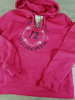 NEU Ocean Pacific Print OTH Hoody Kapuzenpullover Oberteil UK 14 Large pink
