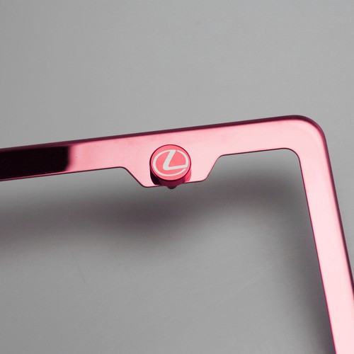 Laser Etched Red Aluminum L logo License Plate Frame Bolts Fastener Screws Cap - Picture 4 of 6