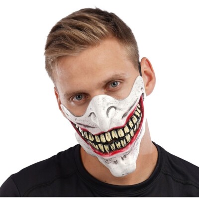 Creepy Smile Joker Mouth Latex Mask Halloween Scary Monster Devil