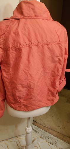 Cabi No. 913 Sz Large Coral Moto Cropped Nylon Asymmetrical Lightweight Jacket - Picture 5 of 7