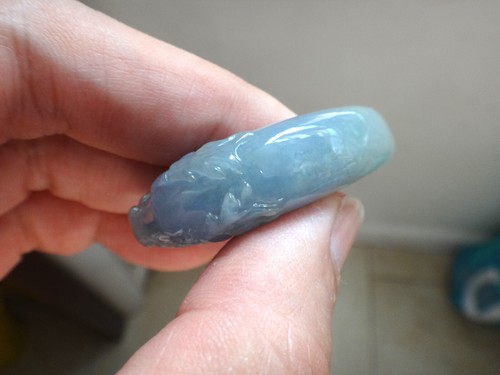 Natural Genuine A Jadeite Jade Icy Lavender Dragon Fish Pendant - Picture 3 of 11