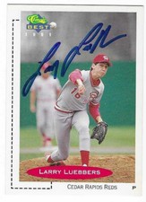 LARRY LUEBBERS 1991 CLASSIC BEST AUTOGRAPHED SIGNED # 373 CEDAR RAPIDS REDS