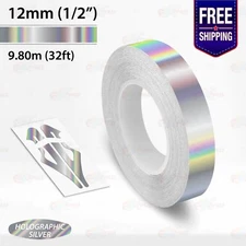 HOLOGRAPHIC SILVER 1/2" PIN STRIPE Car Model Motorcycle TAPE Vinyl Sticker 12mm