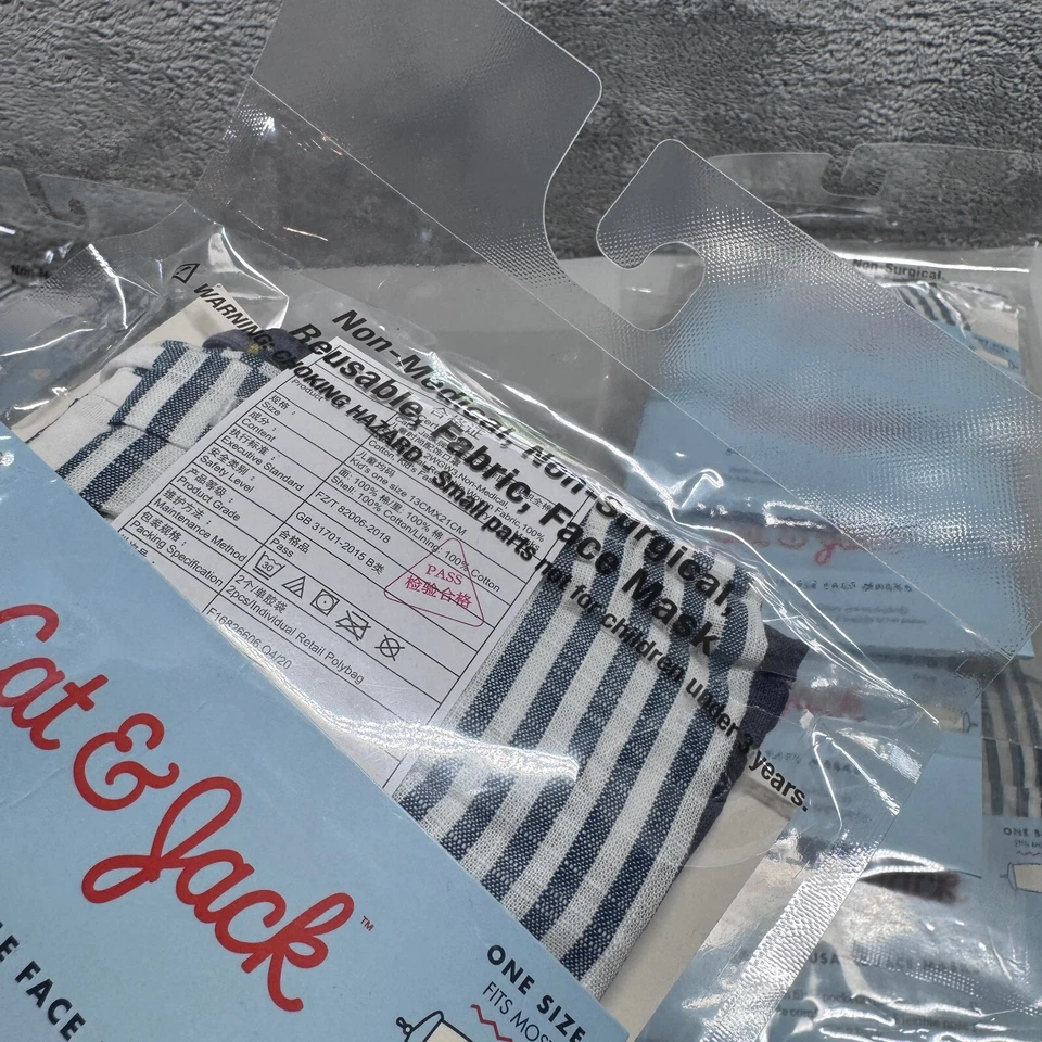 Kids' Lot of 2pks # 4 Distsy Flora Striped Mask - Cat & Jack . Navy Lot Of 14 - Image 3 of 4