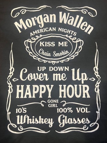 Morgan Wallen Tour Adult Large T Shirt Jack Daniels Theme Whiskey Glasses - Picture 7 of 8