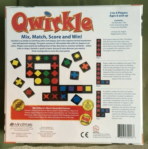 QWIRKLE MindWare Mind Ware Game MIX MATCH SCORE & WIN BRAND NEW FACTORY SEALED - Picture 2 of 6