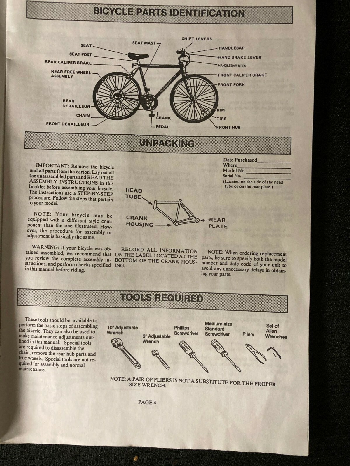 Roadmaster Bike Owners Manual for ALL TERRAIN BICYCLES 1993 eBay