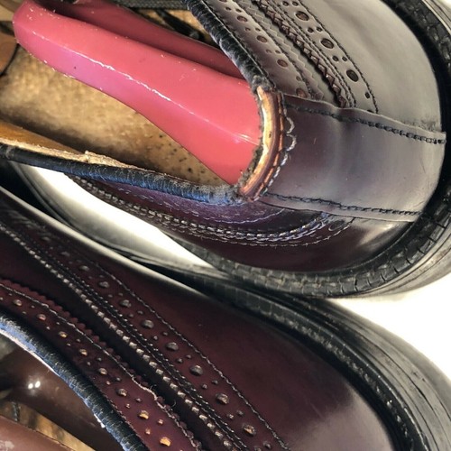 Vtg 60's Burgundy Genuine SHELL CORDOVAN Dress Shoe Wing Tip Brogue Oxfords 10.5 - Picture 6 of 10