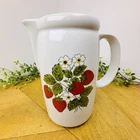 McCoy Pottery Vintage Strawberry Pitcher #1429  Qt. Sz.  7”h