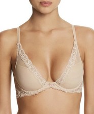 NATORI 730023 Feathers Plunge T-Shirt Bra in Beige Sz 30DDD