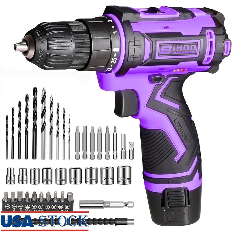 12V Cordless Drill Set W/ 25 Torque Settings & Battery Fast