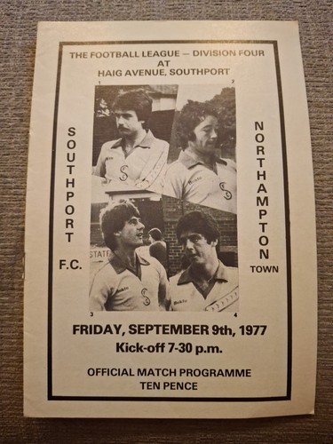 Southport v Northampton Town programme. 9/9/1977