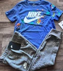 NWT Nike Boys 7 Blue/Gray/White Colorful LOGO Splatter Jogger Pants Set Size 7