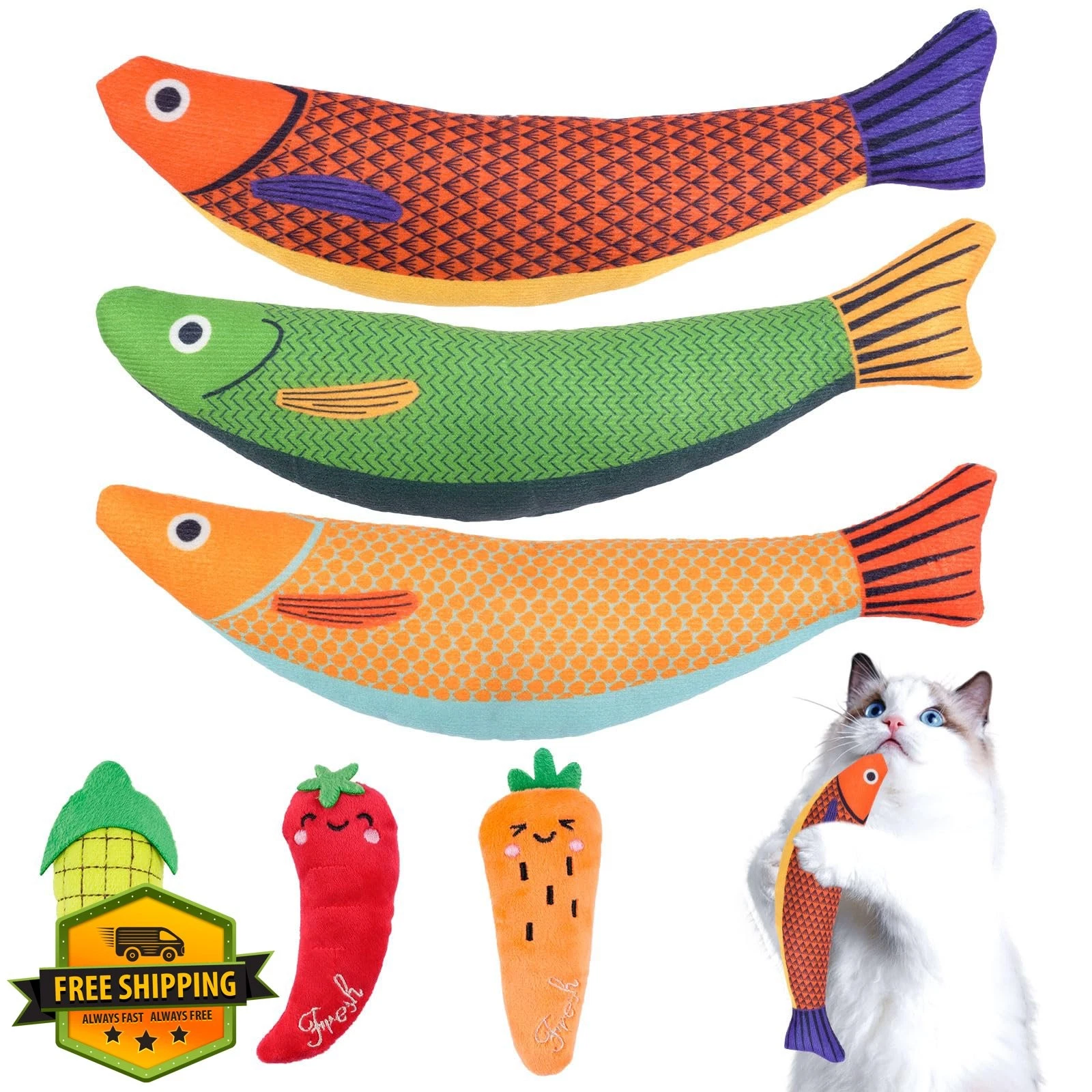 Okxiri 6pk Catnip Cat Toys, Interactive Crinkle Sound, Indoor Cats