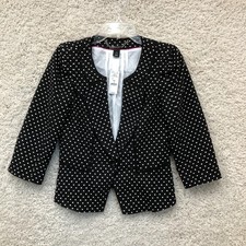 NEW White House Black Market Jacket 4 Black White Dot Jacquard Blazer Dress 158