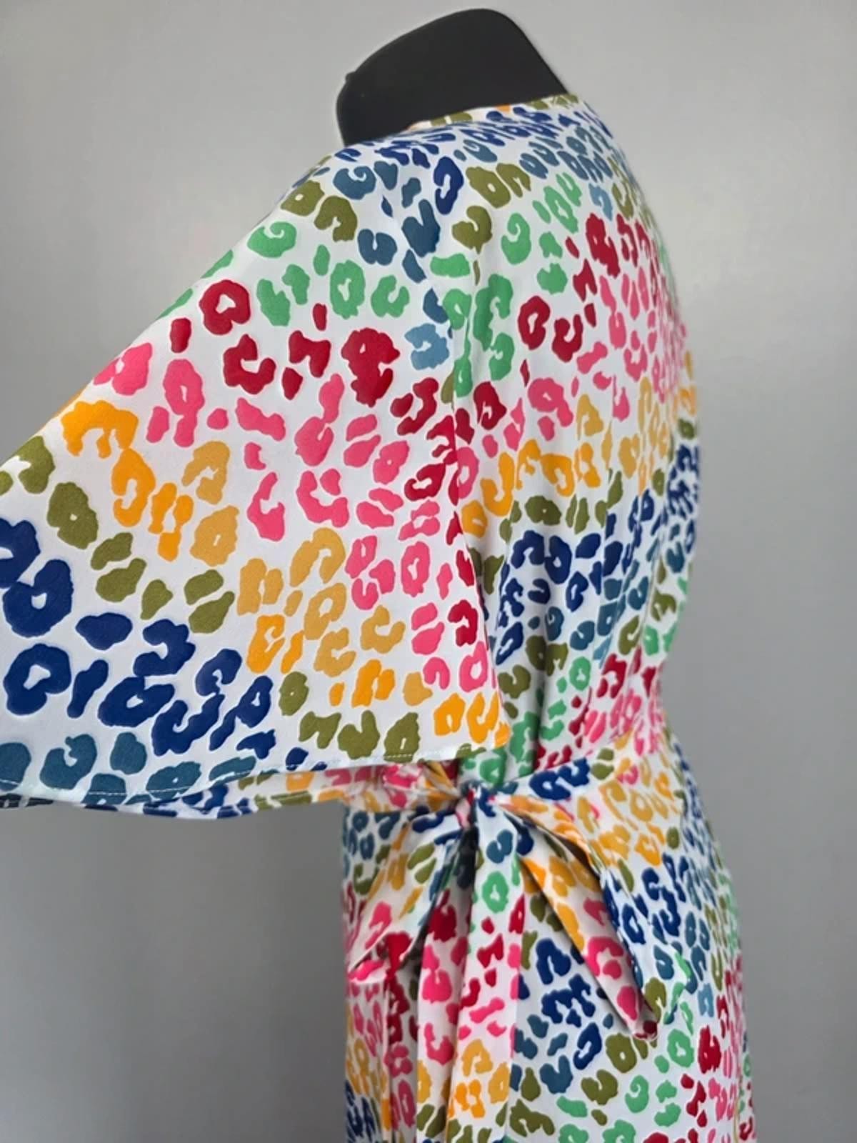 Never Fully Dressed Rainbow Leopard Wrap Midi Dre… - image 7