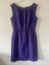 Hobbs Purple Sheath Dress Knee Length Belted Formal Work Ladies Size 10 Office