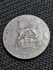 1916 Giorgio V uno scellino, moneta argento sterling 0,925 alta qualità, da collezione