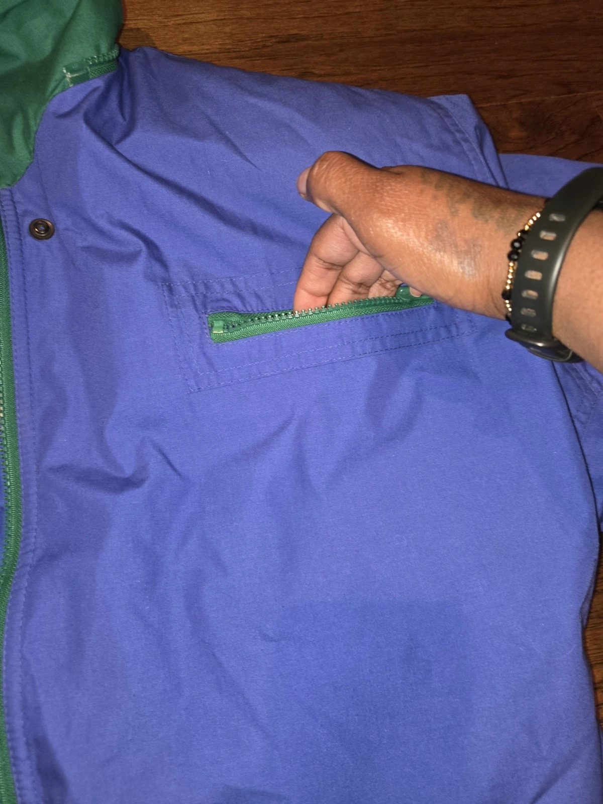 London Fog Men's Full Zip Nylon Jacket w/ Pockets Stand-Up Collar Blue/Green S - product detail image 7